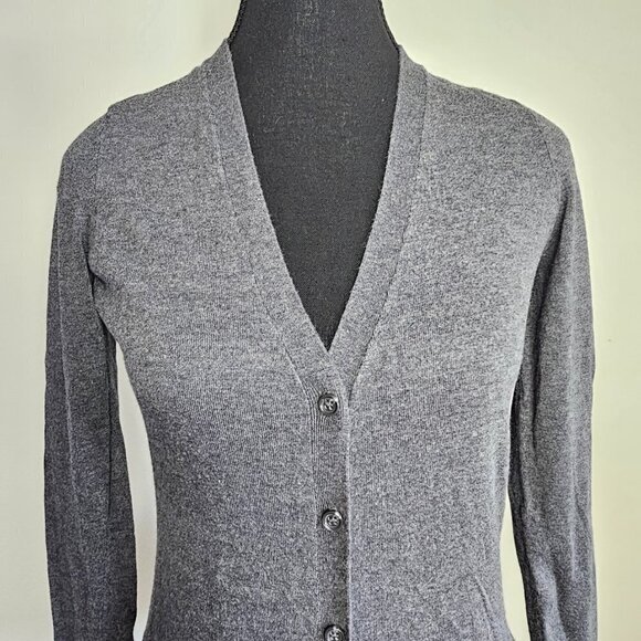 Le Chateau Women's Grey V-Neck Button up Cardigan Sweater, XXS - Picture 3 of 11